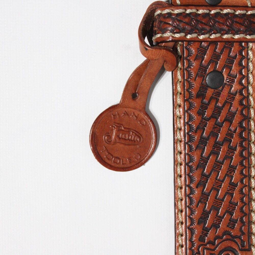 NWT Justin Texas Longhorn Brown Leather Western Belt Men Size 36 (44" x 1.5") - Picture 3 of 14